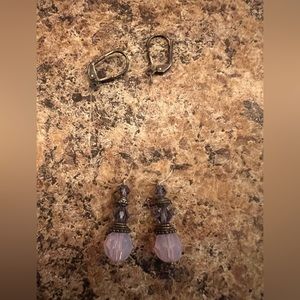 Purple Beaded Hanging Earrings